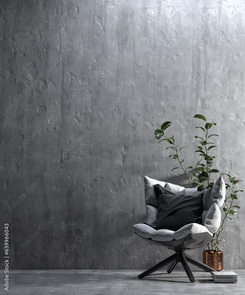 Living room and concrete wall texture background, Minimal interior ...