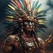 Illustration of an Aztec warrior.
