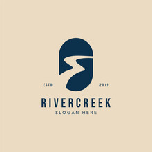 River Creek Vintage Logo Minimalist With Emblem Vector Illustration Design