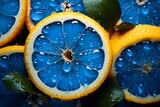 Fototapeta Uliczki - Close up blue lemon cut slice. Summer and cooling freshness concept