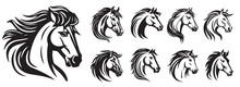 Horse Heads Vector Silhouette Illustration