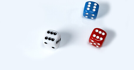 Wall Mural - Dice rolling against White background