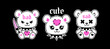 © VRTX - Y2k Teddy Bear toy in 2000s tattoo art sticker or badge. Emo Goth 00's tattoo sticker, black and pink colors. Cute girly gothic Teddy Bear toy with studded collar and knife for y2k print design