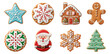 Christmas gingerbread and cookies figures isolated on a transparent background