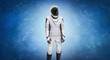 © dimazel - Astronaut stand in deep bright space. Future space mission from Earth planet. Spaceman in stars. Elements of this image furnished by NASA