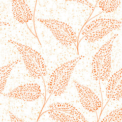 Wall Mural - Floral seamless pattern. Branch with leaves gentle autumnal texture. Flourish nature summer garden textured leaves background