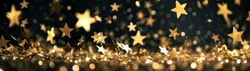 Wall Mural - abstract background with dark blue and gold particle. new year, christmas background with gold stars