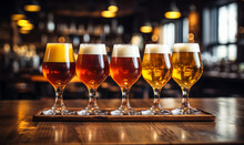 Glasses Of Craft Beer In A Pub, A Way To Make A Night Out Special