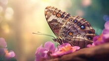Macro Photo Of Forest Giant Owl Butterfly On Natural Background