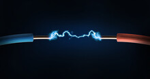 Electric Arc Energy Discharge Spark Between Two Cables
