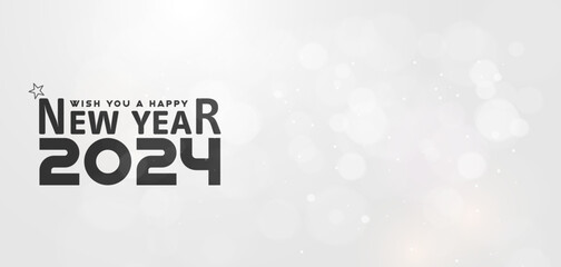 Wall Mural - 2024 new year celebration card design, gray background with moire and flare. (wish you happy new year 2024)