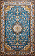 Blue brown persian rug with antique pattern top view