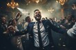 Businessman dancing in a nightclub