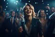 Business woman dancing in a nightclub