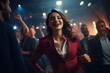 Business woman dancing in a nightclub