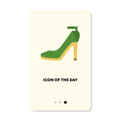 Sticker - Woman shoe flat icon. High heel shoe isolated vector sign. Footwear and fashion concept. Vector illustration symbol elements for web design and apps