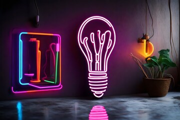 light bulb decoration, neon sign wall decor