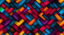 Colorful Geometric Pattern With Neon Color Rectangles And Lines