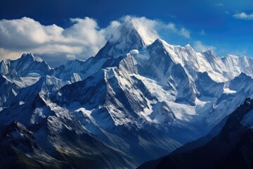 Wall Mural - view of a snow-capped mountain range from a high vantage point, everest, paramount, k2, swiss alps, 