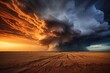 © Distinctive Images - A dramatic storm cloud formation over a vast open plain, Stunning Scenic World Landscape Wallpaper Background