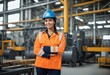 © ibreakstock - Attractive maintenance engineer woman - uniform, safety hard hat, factory station, industry, engineer, construction concept