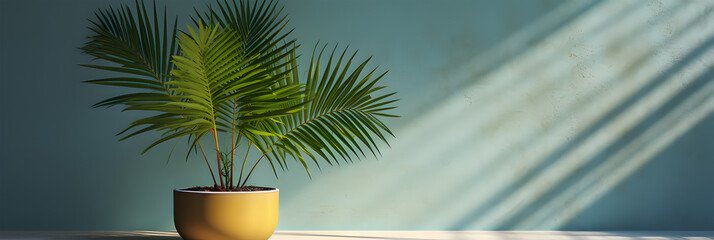 Wall Mural - palm plant in a pot in a window Ai generative