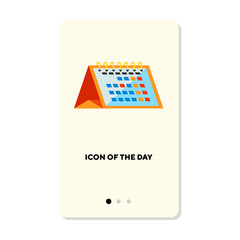 Workplace accessory flat icon. Calendar board isolated sign. Planning, scheduling, work on project concept. Vector illustration symbol elements for web design