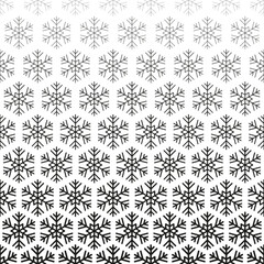 Wall Mural - Snowflake seamless pattern. Repeating fades degrade snowflakes background. Repeated fadew geometric texture. Gradation faded geometry prints. Cute fading crystal. Repeat lattice. Vector illustration