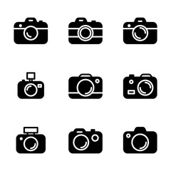 Wall Mural - camera vector icon set, camera, photo, with various styles, editable