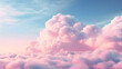 Leinwandbild Motiv Beautiful aerial view above clouds at sunset, Beautiful cloudscape with blue sky and pink clouds. 3d illustration. Generated AI
