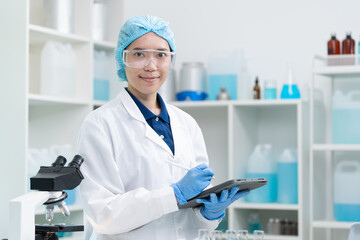 Wall Mural - scientific flask glass or glassware equipment for using in pharmaceutical research in science chemis