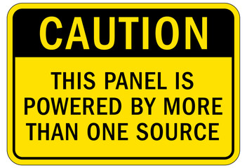 Wall Mural - Multiple power source electrical warning sign and labels this panel is powered by more than one source