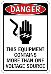 Wall Mural - Multiple power source electrical warning sign and labels this equipment contains more than one voltage source