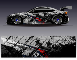 Wall Mural - Race car wrap decal designs. Abstract racing and sport background for car livery or daily use car vinyl sticker