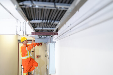 Wall Mural - electrician worker inspecting