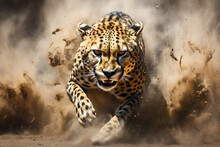 A Cheetah Running Through The Sand