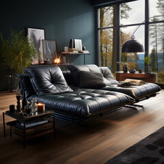 Wall Mural -  A contemporary and functional leather sleeper sofa
