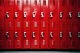 Fototapeta Boho - close up on red lockers in the school