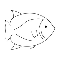 Wall Mural - Continuous One line drawing of big fish and single line vector art illustration
