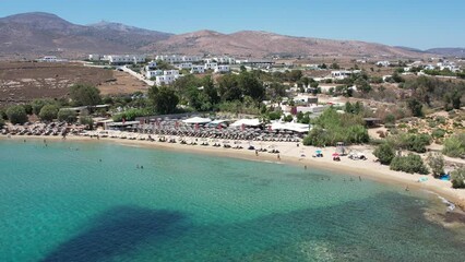 Wall Mural - Aerial views from over Golden Beach, on the Greek Island of Paros