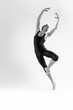 © danmorgan12 - Professional Male Ballet Dancer Young Athletic Man in Black Suit Posing in Ballanced Dance Pose Studio On White.