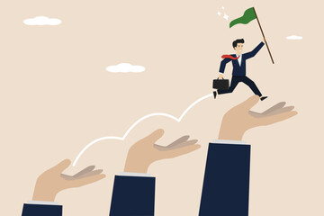 Wall Mural - business support to help towards success, a helping hand for teammates to achieve business goals, en