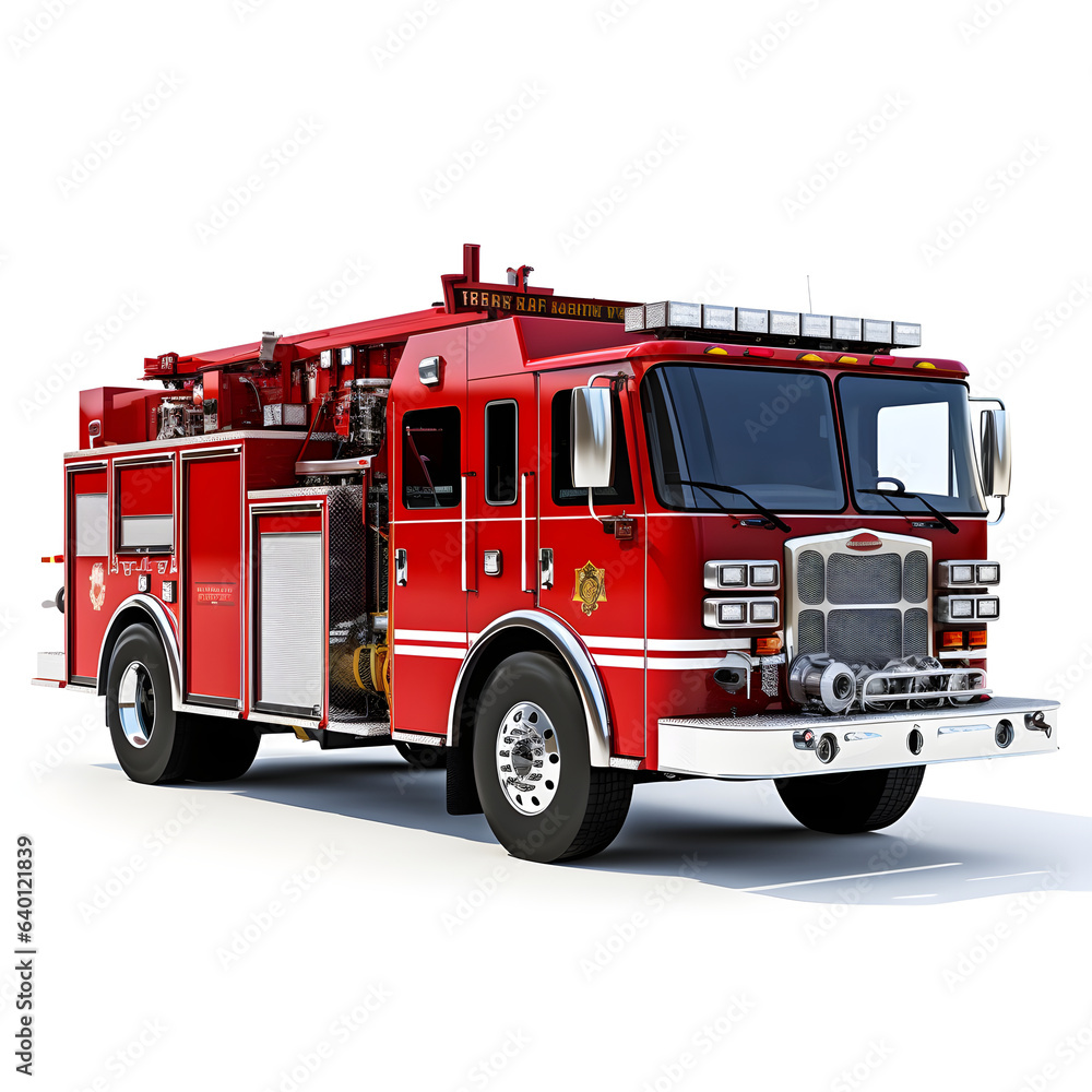 fire truck isolated on white background Stock Photo | Adobe Stock