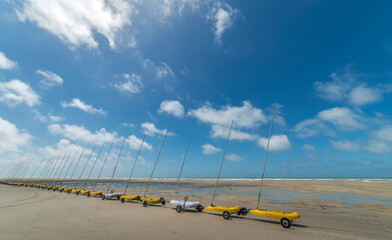 Poster - Chars à voile sur la plage du Touquet-Paris-Plage, Pas-de-Calais, France