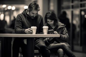 Taking a brief respite, weary parents refuel, drawing closer to their shopping marathon's finish line