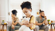 © Wesley/peopleimages.com - Divorce, custody and sad boy child with teddy bear in living room for stress, support and comfort at home. Family, crisis and kid with anxiety for toxic parents, argue or dispute, depression or fear