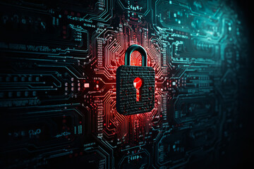 Wall Mural - digital photos and memories appear chained and locked by ransomware icons, illustrating the personal