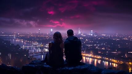 Wall Mural - couple at night