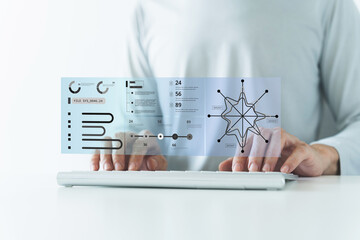 engineer working with database for digital data design or cyberspace network and connection. informa