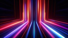 3d Render Abstract Geometric Background Of Colorful Neon Lines Glowing In The Dark Futuristic Wallpaper.